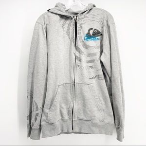 Quiksilver Hooded Full Zip Gray Jacket Size Large